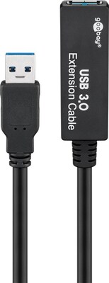 Kábel USB 3.2 Gen 1, A-A M/F 5m, 5Gbps, predlžovací, čierny, aktívny