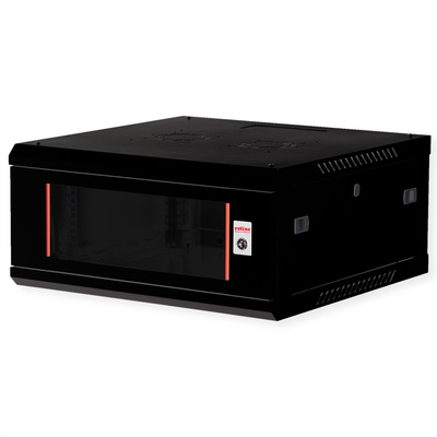 19" Rack na stenu 4U, čierny, 290x600x600mm (HxWxD), odnímateľné bočnice