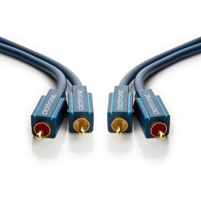 Kábel Cinch 2x audio M/M 10m, modrý, pozl. konektor, ClickTronic
