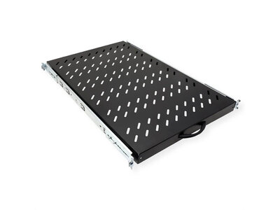 19" Polica výsuvná 700mm, max.25 kg, 1U, sada skrutiek a podložiek v balení, čierna