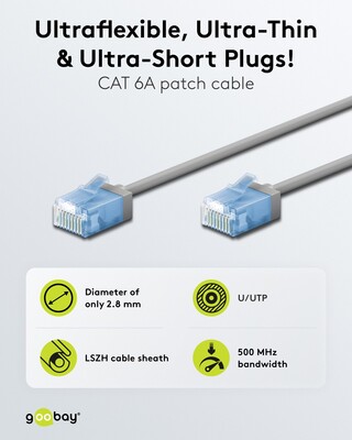 UTP Patchkábel LSOH TPE 7.5m cat.6a, sivý, slim, Cu, Flex Cable, Eco obal