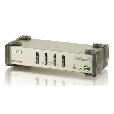 KVM switch/prepínač 4PC, VGA, USB, USB hub, audio, HotKeys, OSD, Pushbuttons