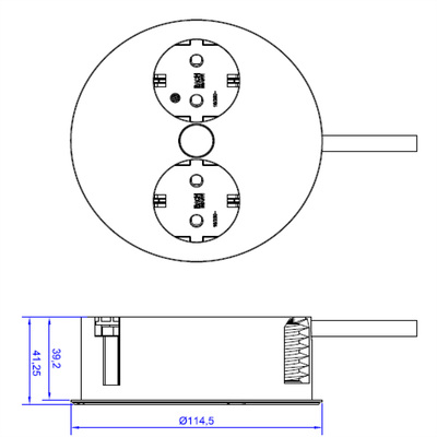 TWIST 2xSCHUKO 230V, 2m kábel 1.5mm², vidlica CEE7/7, čierny matný
