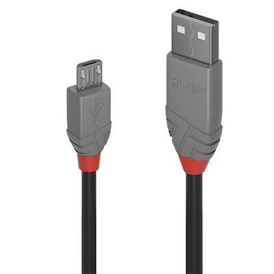Kábel USB 2.0 A-MICRO-B M/M 5m, High Speed, čierny, Anthra Line