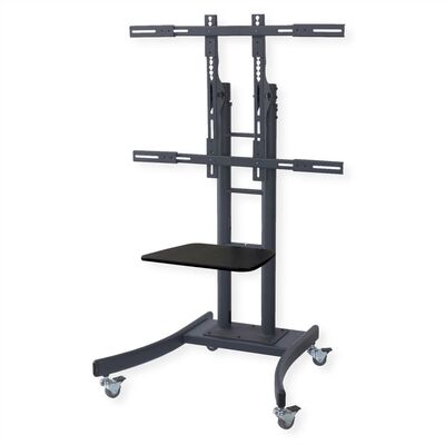 Držiak na kolieskach pre TV 32-100", s policou, výška 116-185cm, max 125kg, VESA do 800x600, čierny