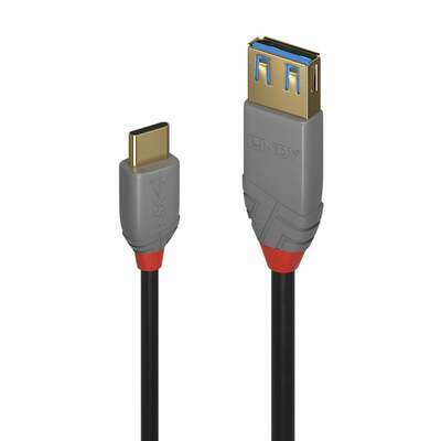 Kábel USB 3.1 Typ C, CM/AF (3.0) 0.15m, Super Speed, OTG, Anthra Line, čierny