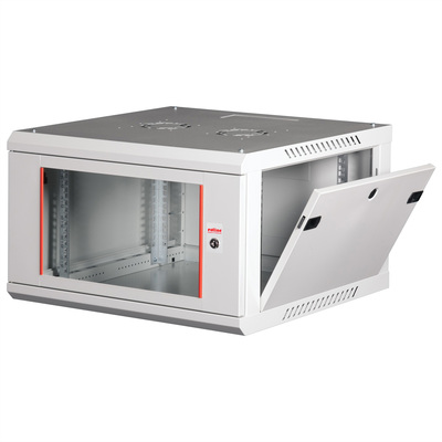 19" Rack na stenu 6U, sivý, 379x600x600mm (HxWxD), odnímateľné bočnice