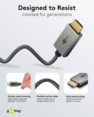 Kábel USB 3.1 Typ C na HDMI M/M 1m, gen.2, 4K@60Hz, čierny/sivý, oplet, pozl. konektor
