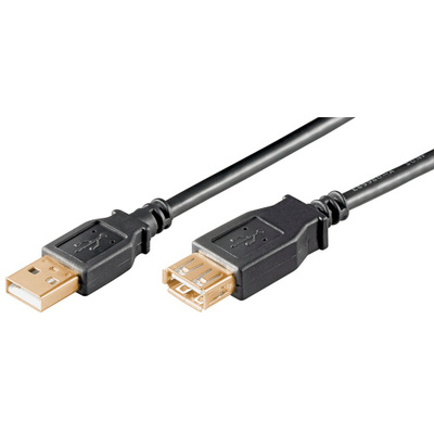 Kábel USB 2.0 A-A M/F 5m, High Speed, čierny, predlžovací,