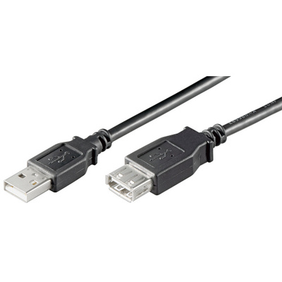 Kábel USB 2.0 A-A M/F 5m, High Speed, čierny, predlžovací, LC