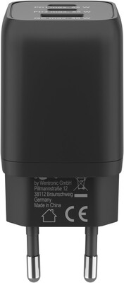 Nabíjačka USB 230V 3port, 1xUSB A, 2xUSB Typ C, 65W, Power Delivery, GaN, čierna