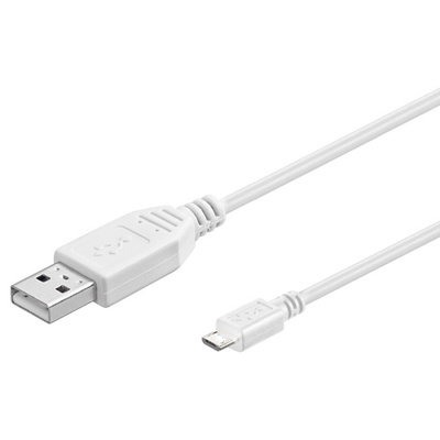 Kábel USB 2.0 A-MICRO-B M/M 0.6m, High Speed, biely
