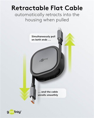 Kábel USB 2.0 Typ C CM/CM 1m, High Speed, Power Delivery 15w 5V3A, čierny, samonavíjací