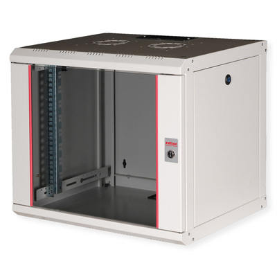19" Rack na stenu 9U, sivý, 505x600x450mm (HxWxD), RAL7035, PRO, odnímateľné bočnice