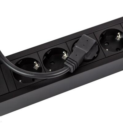 Predlžovačka PRIMO 2, 6xUTE 230V, so slučkou, 2m kábel 1.5mm², hliník, čierna/zelená