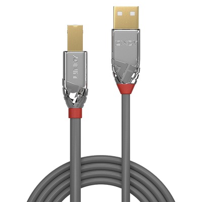 Kábel USB 2.0 A-B M/M 2m, High Speed, sivý, Cromo Line
