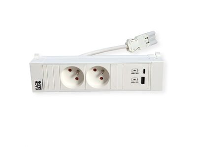 Power Frame 2xUTE 230V, nabíjačka (USB A + USB C), 0.2m kábel 1.5mm², GST18, biely