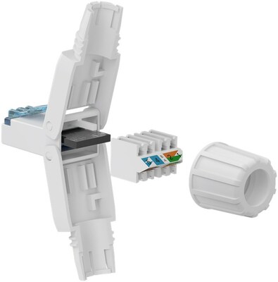 Konektor 8/8 RJ45 cat.6a, UTP 10Gbit, na drôt, montáž bez klieští AWG 22-24, biely skrutkovací