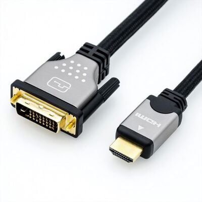 Kábel DVI-D/HDMI M/M 1.5m, Dual-Link, 3840x2160@30Hz, Silver, čierny, G pozl. konektor