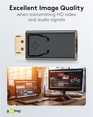 Adaptér DisplayPort/HDMI M/F, 1080p@30Hz (DP 1.2, HDMI 1.4), priamy, čierny