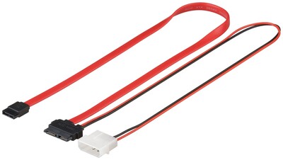 Kábel SATA M/M 300-030 Slimline + power 0.30m