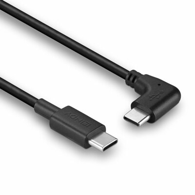 Kábel USB 2.0 CM/CM Typ C 0.5m, High Speed, čierny, uhľový 90°