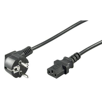 Kábel sieťový 230V, vidlica (CEE7/7) lomená - C13, 3m, 1.00mm², 10A, čierny