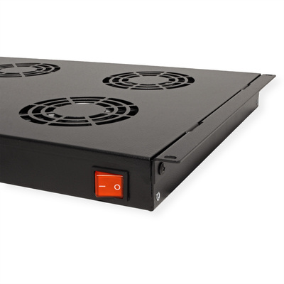 19" Ventilačná jednotka, 4 vetráky, 1U, s termostatom, čierna