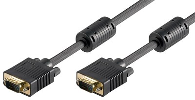 Kábel VGA M/M 2m, prepojovací, tienený, DDC, ferrit, HQ, čierny, premium, pozl. konektor