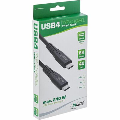 Kábel USB 4 Gen 3x2, Typ C CM/CM 1.5m, 40Gbps, PD 240w 48V5A, čierny, TPE