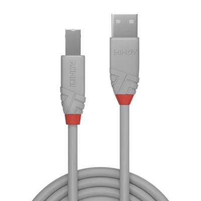 Kábel USB 2.0 A-B M/M 5m, High Speed, sivý, Anthra Line