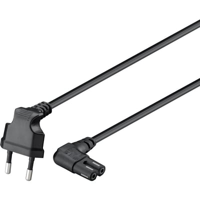 Kábel sieťový 230V, 2pin vidlica (CEE7/16) lomená - C7 (2pin) zahnutý, 3m, 0.75mm², 2.5A, čierny