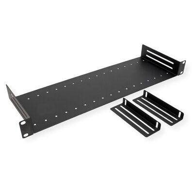 19" Polica 150mm, max. 6kg, s 2 nastaviteľnými deliacimi priečkami, 1U, čierna