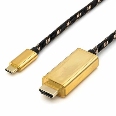 Kábel USB 3.1 Typ C na HDMI M/M 1m, gen.2, 4K2K@60Hz, čierny, oplet, pozl. konektor, Gold