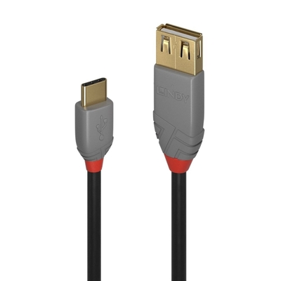 Kábel USB 3.1 Typ C, CM/AF (2.0) 0.15m, High Speed, OTG, čierny