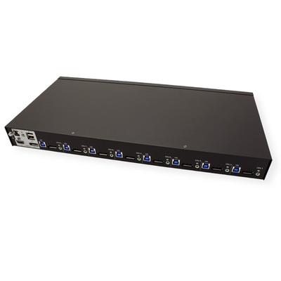 KVM switch/prepínač 8PC, DisplayPort, USB 3.0, OSD, DP+HDMI output 4K@60Hz, audio