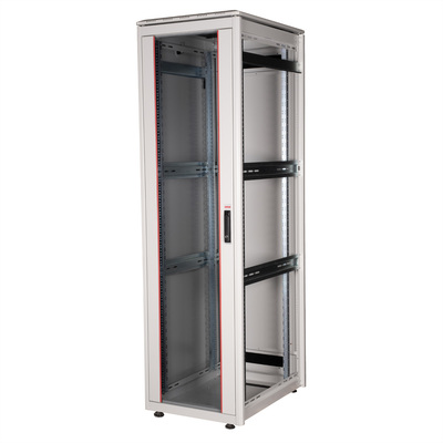 19" Rack na podlahu 42U, 2053x600x800mm (HxWxD), PRO, sklenené dvere, sivý