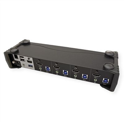 KVM switch/prepínač 4PC, HDMI, USB, USB 3.0 hub, Audio, 4K@60Hz