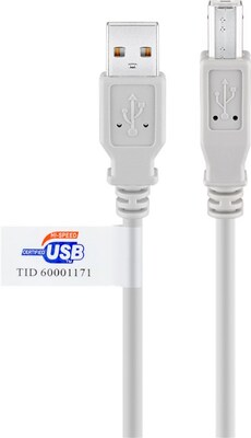 Kábel USB 2.0 A-B M/M 5m, High Speed, sivý, CERT