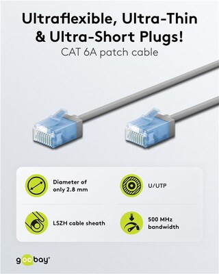 UTP Patchkábel LSOH TPE 10m cat.6a, sivý, slim, Cu, Flex Cable, Eco obal
