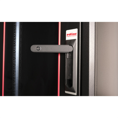 19" Rack na podlahu 22U, 1125x600x800mm (HxWxD), BASIC, sklenené dvere, čierny