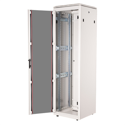 19" Rack na podlahu 42U, 2053x600x600mm (HxWxD), PRO, sklenené dvere, sivý