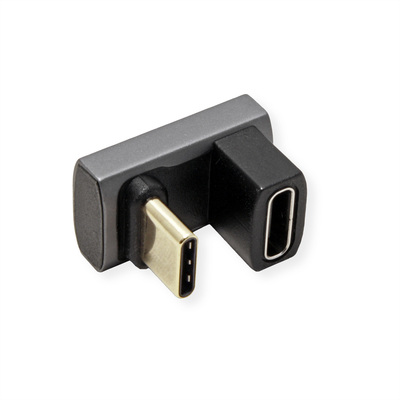 Adaptér USB 4 Gen 3x2, Typ C, C-C M/F, 40Gbps, zahnutý 360°, PD 240W, sivý/čierny