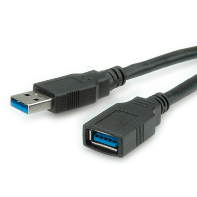 Kábel USB 3.2 Gen 1, A-A M/F 0.8m, 5Gbps, čierny, predlžovací