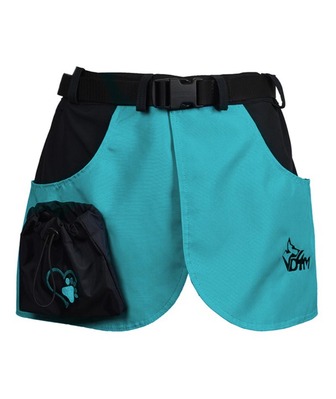 Výcviková sukňa KILT, s odnímateľným pamlskovníkom, čierna+tyrkysová, M-L