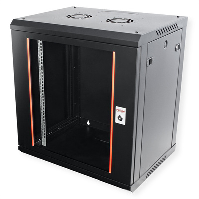 19" Rack na stenu 12U, čierny, 645x600x450mm (HxWxD), odnímateľné bočnice