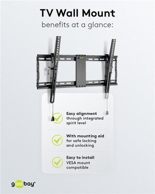 Držiak pre TV 37-70" na stenu, max 70kg, s náklonom +3° / -12°, VESA do 600x400, čierny
