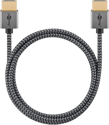Kábel HDMI M/M 0.5m, Ultra High Speed+Eth, 8K@60Hz, HDMI 2.1, 48G, pozl. konektor, čierny/sivý, Slim