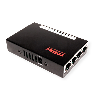 Switch 10/100, 8port, kovový, MINI, 94x62x20mm, možnosť napájania z USB, ROLINE