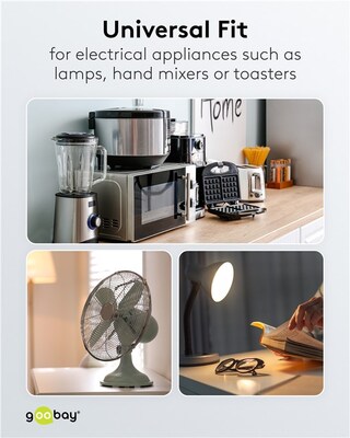 Kábel sieťový 230V, vidlica (CEE7/7) priama - dutinky, 1.5m, 0.75mm², 16A, surový, biely